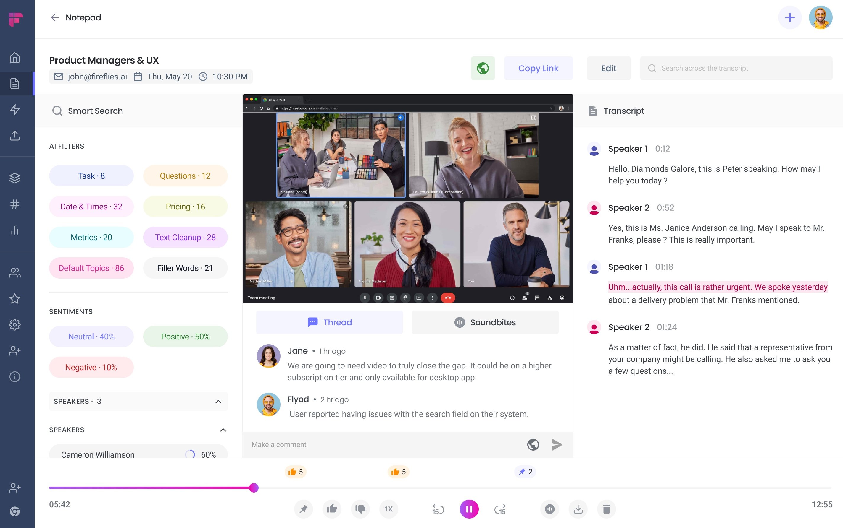 Fireflies.ai AI personal assistant